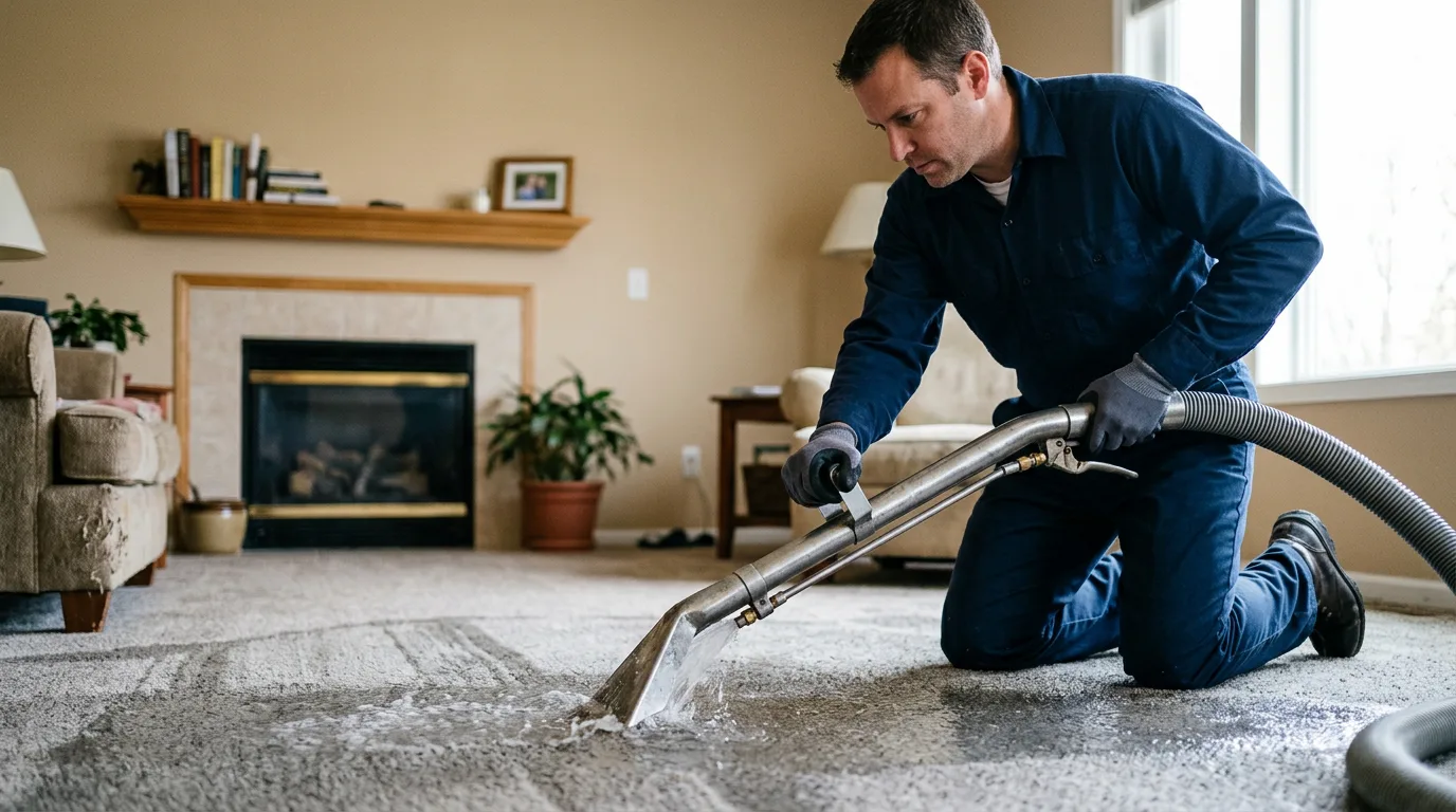 Water damage restoration technician working near Geneva, NY